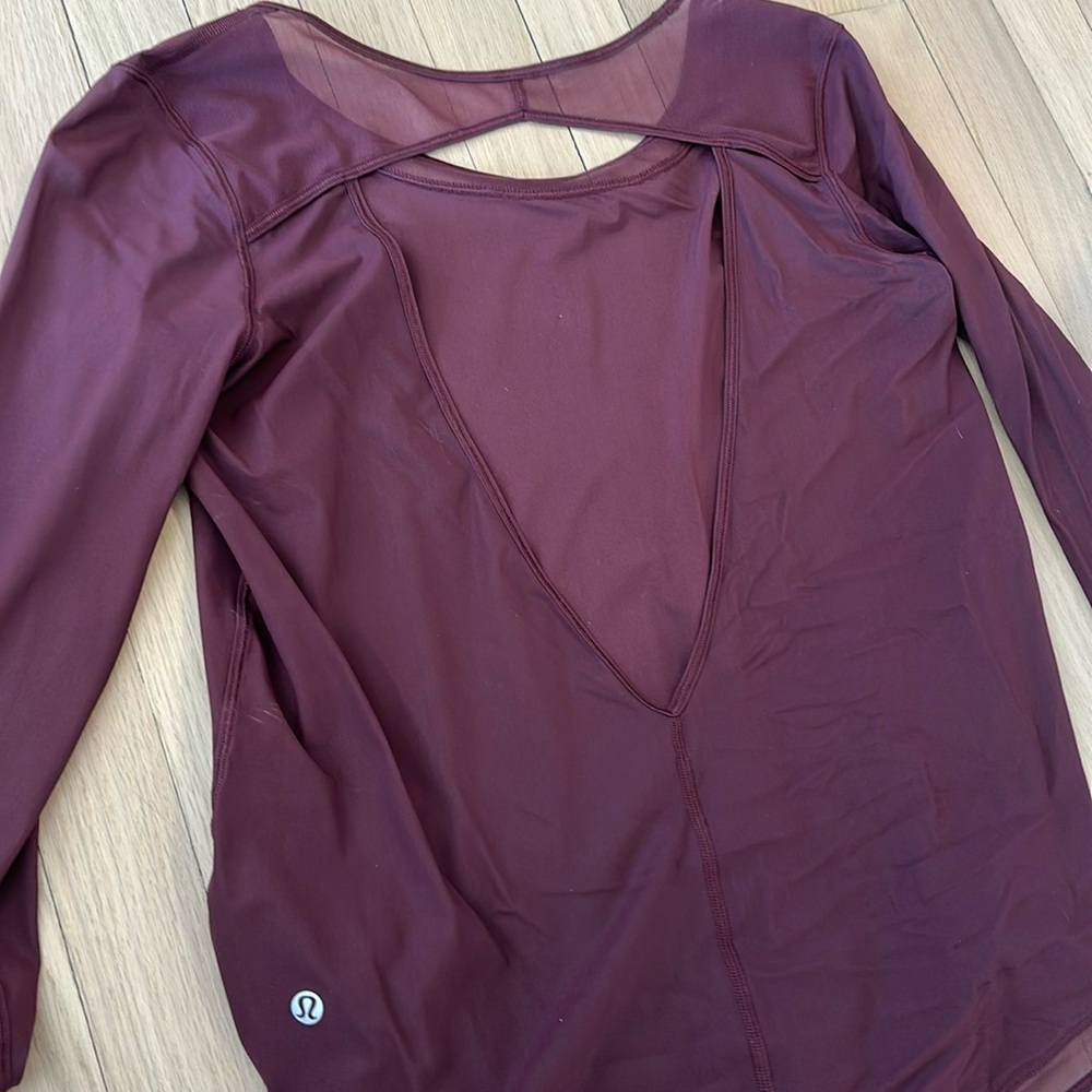 Lululemon Athletica Burgundy Long Sleeve - Picture 3 of 3